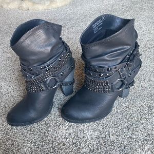 Black booties with studs